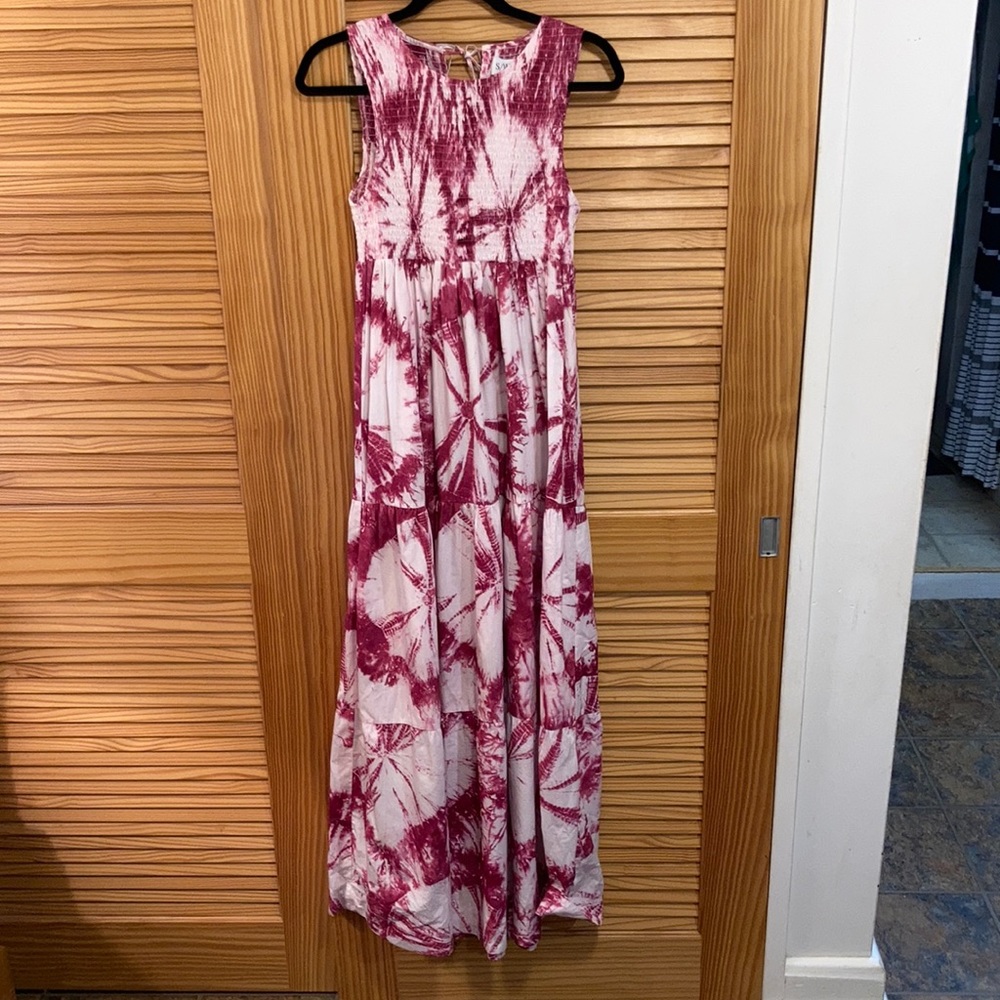 SWF Tie Dye Smocked High Neck Maxi Dress Small NWT - Picture 3 of 13